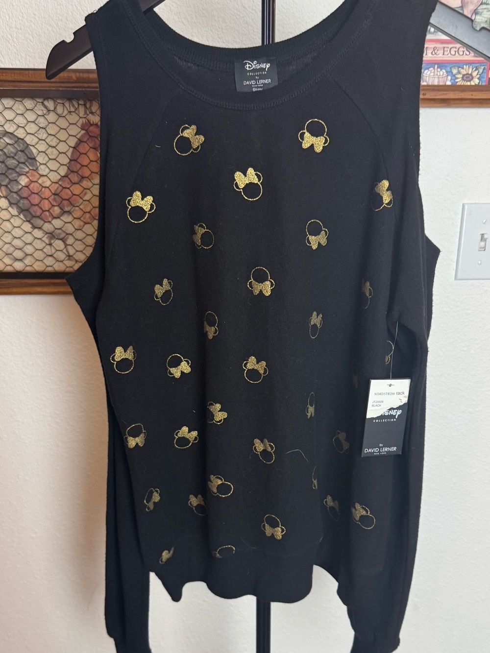 Disney NWT Cold-Shoulder Sweatshirt w/ Gold Minnie Icons - David Lerner Size M